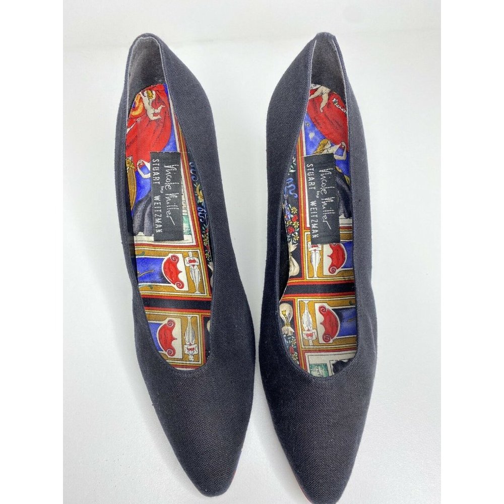 Nicole Miller x Stuart Weitzman Heels Size 8.5 VINTAGE Women's Fabric Art Pumps - Picture 2 of 6